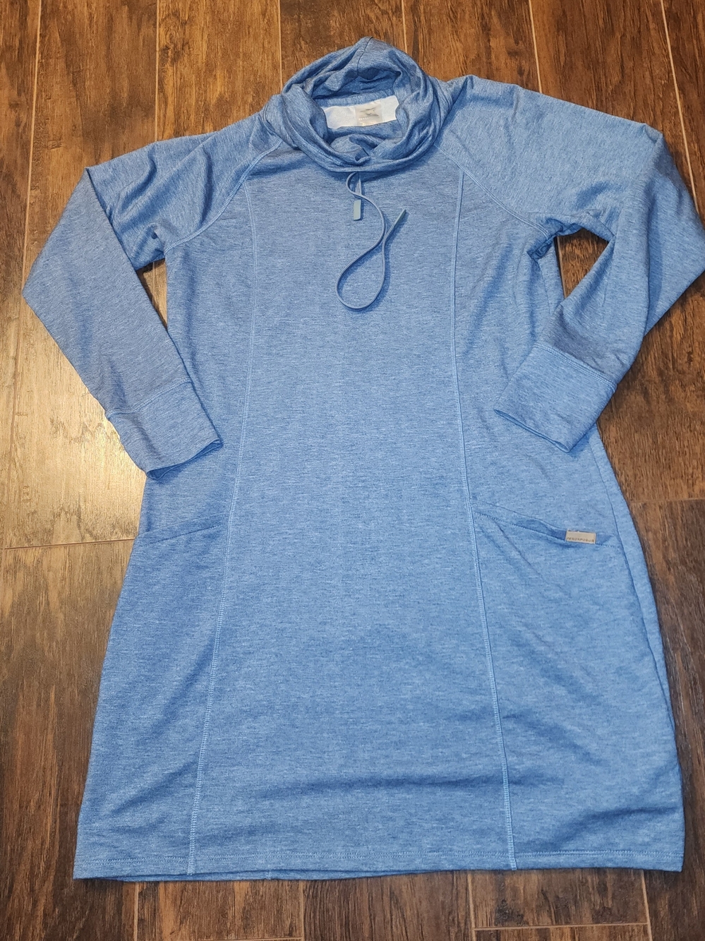 ZeroXposur Light Blue Long-Sleeve Cowl Neck Dress